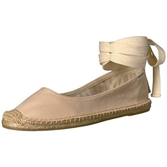 Soludos Shoes - Soludos Pink Tie Up Ballet Espadrille Flat Shoes